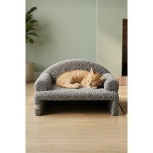 Reyo Pet Peluş Kedi Oturma Koltuğu Kedi Yatağı Gri