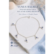 Miraç Gümüş Takı Atölyem 925 Ayar Gümüş Nazar Boncuklu Yunus Balığı Detaylı Özel El Işçilikli Bileklik