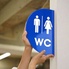 Zafrak Reklam Wc - Çift Taraflı - Yan Monte Yönlendirme Tabelası 18X30CM Mavi Pleksi