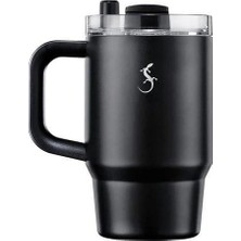 Lurch - “big Cup” 0.8 L Mat Siyah, paslanmaz çelik termos - Uzatılabilir pipetli, çift cidarlı, sızdırmaz - 270977