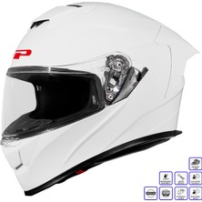 Gp Kompozit MKS008-PW Yarış Spoiler Güneş Vizörlü Şeffaf Full Face Motosiklet Kaskı