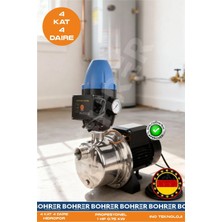 Böhrer JET750SC Paslanmaz Gövdeli Bakır Sargılı 1 Hp 0.75KW + Hidromat - Bahçe Bina Hidrofor Pompa - 4 Kat