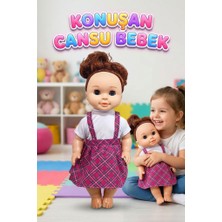 Farbu Oyuncak Konuşan Cansu Bebek! Sesli Pilli 40CM Gözleri Açılıp Kapanan Sevimli Elbiseli Oyuncak Bebek