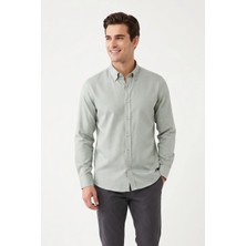 Uki Mint Düğmeli Yaka Comfort Fit Şamre Gömlek