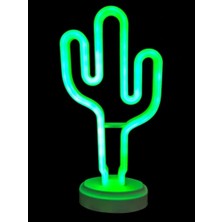 AyrStore Buğz Neon Işıklı Kaktüs Masa Gece Lambası