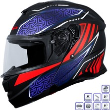 Gp Kompozit MKS007-RBBR Güneş Vizörlü Şeffaf Çene Açılır Motosiklet Kaskı