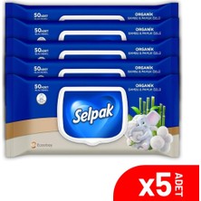 Selpak Organik Bambu Pamuk Islak Mendil 5'li