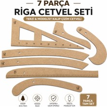 M&t Kıds Terzi-Modelist-Tekstil 7 Parça Ahşap Cetvel Riga Gönye Takımı