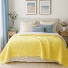 HB&Victory %100 Pamuk 4 Katlı Müslin Yatak Örtüsü Limon Sarısı Renk Tek Kişilik 160X230 Cm. 2 Adet Yastık Kılıfı 50X70 Cm.