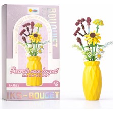 Brixie Çiçek Vazo Buket Seti - Ayçiçeği & Kır Çiçeği | 300+ Parça Mini Blok | Dekorasyon