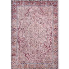 Pera Halı Eskitme Madalyon Desenli Gül Kurusu ve Gri Vintage Halı - AL167OU