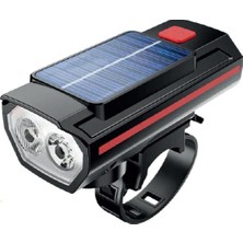 Temiz Pazar Güneş Enerjili Bisiklet Feneri Kornalı Solar Siren LED Far Su Geçirmez