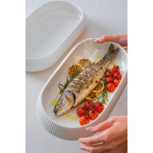 Acar Bıanco Lınea 2'li Oval Derin Kayık Tabak 18X35CM