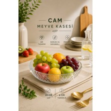 Rotanev Modern Baklava Desenli Cam Salata Kasesi Meyve Sunumluk Kase Orta Boy 21 cm