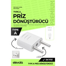 Elevats Premium Amerikan Priz Dönüştürücü Adaptör | A Tipi Fiş Çevirici | Türkiye Priz Adaptörü | Beyaz | EL1006