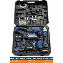 Böhrer Akülü 3 Bataryalı BA011238 5 Li Set Taşlama+Vidalama+Hilti+Somun+Testere