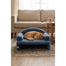 Reyo Pet Peluş Kedi Oturma Koltuğu Kedi Yatağı Lacivert