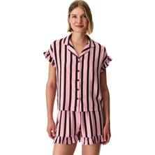 Penti Brown Lily Çizgili Kısa Kollu Gömlek Şort Pijama Takımı