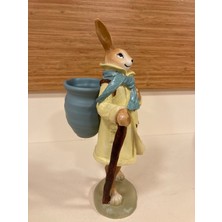 Plus Home Dekoratif El Işçiliği El Boyama Sopalı Saksılı Sevimli Tavşan Renk Sarılı Model Polyester Yükseklik 26 cm
