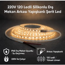 AC Aydınlatma 220V 120 LED Dış Mekan Şerit LED Gün Işığı Işık Arkası Yapışkanlı Suya Dayanıklı Dekoratif Aydınlatma