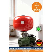Böhrer JET100 Döküm Gövdeli 1 Hp 0.75KW 24L Italyan Genleşme Tanklı Bahçe Bina Hidrofor Pompa - 3 Kat 3 Dai