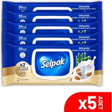 Selpak Organik Bambu Özlü & Badem Sütü Özlü Islak Mendil 5'li