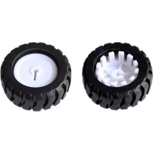 Devre Dünyası 2 Adet N20 Motor Tekerleği 44X18MM Kauçuk Robot Tekeri 3mm D Kesit Mil Uyumlu