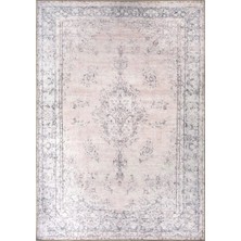 Pera Halı Eskitme Dokulu Açık Pudra Pembe ve Gri Vintage Halı - AL128OU