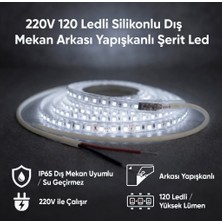 AC Aydınlatma 220V 120 LED Dış Mekan Şerit LED Beyaz Işık Arkası Yapışkanlı Suya Dayanıklı Dekoratif Aydınlatma