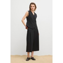 Love My Body Moda Tutkusu Pileli Geniş Paça Pantolon Siyah 153M2313000