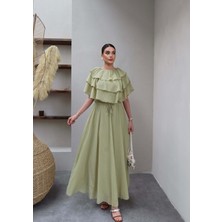 Esra Helvacı Volanlı Bluz Etek Takım