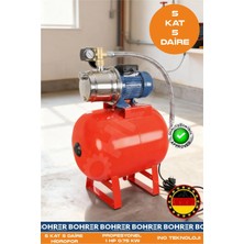 Böhrer JET750SC PASLANMAZ GÖVDELİ BAKIR SARGILI 1 HP 0.75KW 50L GENLEŞME TANKLI HİDROFOR POMPA - 4 KAT 4 DA