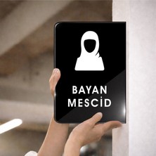 Zafrak Reklam Mescid Çift Taraflı - Yan Monte Yönlendirme Tabelası 20X30CM -Siyah Pleksi