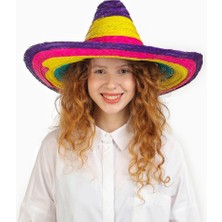Durukar® Sombrero Meksika Şapkası Renkli Örme Hasır Çocuk Boy