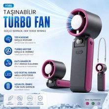 Tarçın Y19S Turbo Fan Şarjlı Mini Vantilatör 199 Kademeli Dijital Göstergeli Sessiz El Fanı