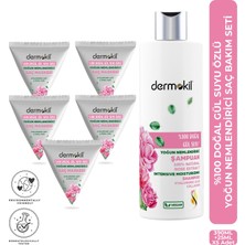 Dermokil %100 Doğal Gül Suyu Yoğun Nemlendirici Şampuan & Maske Saç Bakım Seti