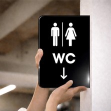 Zafrak Reklam Wc Kadın- Erkek Çift Taraflı - Yan Monte Yönlendirme Tabelası 20X30CM - Siyah Pleksi