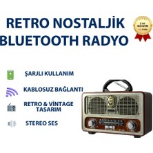Hızlı Store M-111BT Nostaljik USB Sd Tf Kart Destekli Nostaljik Ahşap Görünümlü Retro Bluetooth Radyo