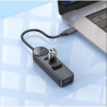 Borofone Type C Input & USB Output Çoğaltıcı Işıklı  USB 5gbps 3.0 Kablolu USB Hub Adaptör 4 Port Çoğaltıcı