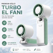 Tarçın Y19S Turbo Fan Şarjlı Mini Vantilatör 199 Kademeli Dijital Göstergeli Sessiz El Fanı