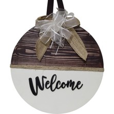 Mixperi Welcome Yazılı Mdf Kapı Süsü 28 cm Dekoratif Duvar ve Kapı Aksesuarı