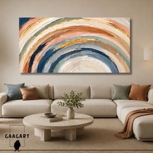 Gaagart Panoramik Kanvas Tablo Dijital Baskı Mavi Krem Fırça Darbeleri