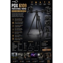 Pdx 6109 Profesyonel Tripod | Ağır Yük Taşıma | Stabil Video Çekim