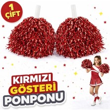 Durukar® 1 Çift ( 2 Adet ) Kırmızı Renk 23 Nisan 19 Mayıs 29 Ekim Okul Gösteri Ponponları Ekstra Dolgun