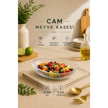 Rotanev Cam Çukur Kayık Sunum Tabağı Şeffaf Servis Tabağı Salata Meze Çerez Tabak Oval Şık Meyvelik 21 cm