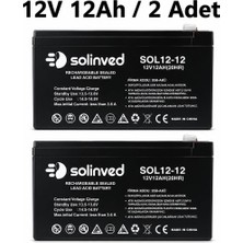 Solinved 12V 12AH Kuru Tip Akü (2 Adet)