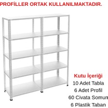 Rafburada 5 Katlı Duble Galvaniz Çelik Raf - Depo, Arşiv, Kiler, Dosya, Market Rafı 59X60 CM-200 Cm-1.50 mm