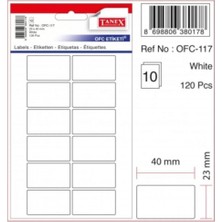 Tanex OFC-117 ( 40 mm * 23 mm ) Beyaz Ofis Etiketi