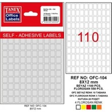 Tanex OFC-104 ( 8 mm * 12 mm ) Beyaz Ofis Etiketi