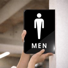 Zafrak Reklam Wc Men Çift Taraflı - Yan Monte Yönlendirme Tabelası 20X30CM -Siyah Pleksi